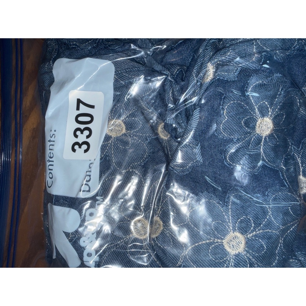 Taylor & Sage Blue Floral Embroidered Denim Shift Dress Womens Medium - Picture 8 of 8
